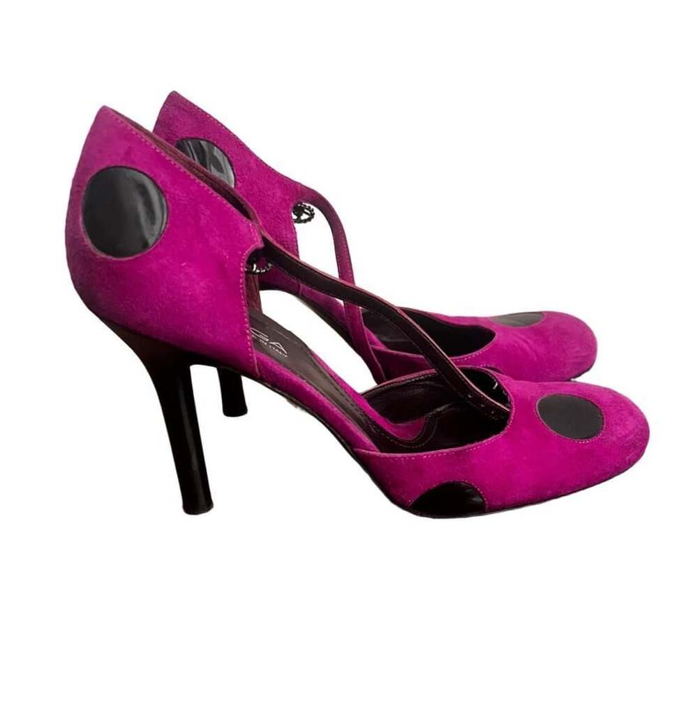 Via Spiga Purple Suede Peep-Toe Heels Size 9M